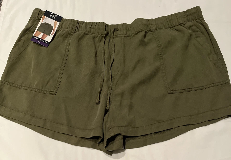 Gap Shorts Women XXL Green Elastic Lyocell Drawstring PULL ON TENCEL Pockets