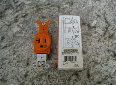 New Pass & Seymour IG5361 20A 125V Orange Isolated Ground Single Receptacle - Image 1 of 4