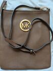 Michael Kors Leather Crossbody Shoulder Bag Tan Brown Medium 
