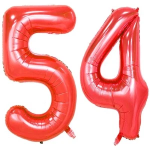 40inch Red Foil 54 Helium Jumbo Digital Number Balloons 54th Birthday Decorat... - Picture 1 of 3