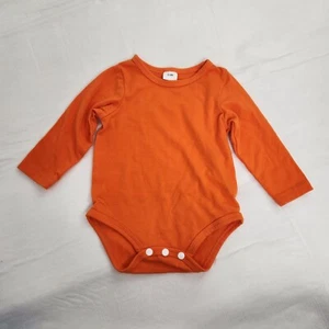 Orange Long Sleeve 3 To 6 Month Infant One Piece Bodysuit - Picture 1 of 4