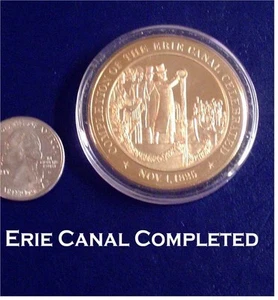 1825 ERIE CANAL Completed - Franklin Mint Solid BRONZE Medal - Uncirculated - Imagen 1 de 5