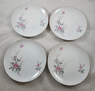 Golden Rose Fine China/Japan Bread and Butter 6.25" Gold Trim Set of 4 Vintage - Image 1 of 3