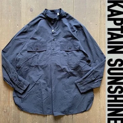 Camisa Pullover Cuello Soporte Algodón KAPTAN SUNSHINE Azul Marino 40 Usada JAPÓN Foto 1 de 4
