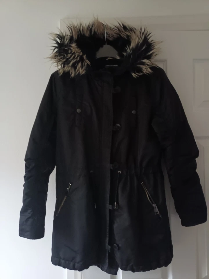 NEXT Girls Black Warm Weatherproof  Hooded School Coat Age 13 Years - Image 1 of 4