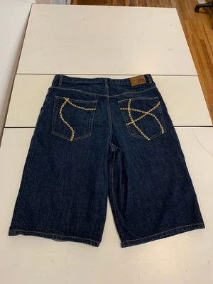 Pantalones Cortos Sean John Jean 36 Azul Y2K Puntada de Cadena Bordados Sueltos Grunge Roc Foto 1 de 4