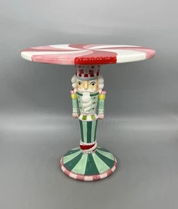 Whimsical Nutcracker Cake Plate 10” December Diamonds Peppermint Theme - Picture 1 of 6