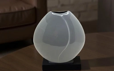 Jarrón vintage años 90 cerámica acento decorativo color aguamarina en forma de huevo. Foto 1 de 4