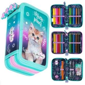 Katze Federmäppchen 3 Fächer - Mäppchen für Mädchen und Jungen - Federmappe - Bild 1 von 9