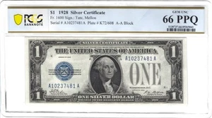 1928 $1 Silver Certificate FR. 1600 66 PPQ Gem UNC A-ABlock A10237481A - Picture 1 of 2