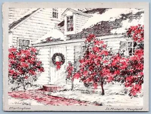 1965 John Moll St Michaels MD Littlewood Family tarjeta de Navidad Martingham Wreath - Imagen 1 de 3