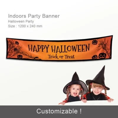 Feliz Halloween Calabazas Espeluznantes Fiesta de Cumpleaños Decoraciones Banner Casa Embrujada Foto 1 de 3