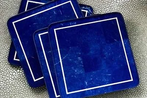 4"x4" Natural Lapis Lazuli Stone Square Marble Coaster Tile Plates For Cup Hold - Picture 1 of 3