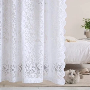 White Lace Curtains 84 Inches Longvintage Floral Lace Sheer Curtains For Living - Picture 1 of 7