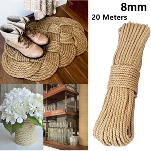 8mm 20M DIY Natural Jute Hemp Rope Twine String Cord Shank Craft Decor Arts - Picture 1 of 7