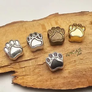 5 x Pfote Tatze Mix Hund Metall Perle Großlochperle Paracord silber bronze gold - Bild 1 von 4