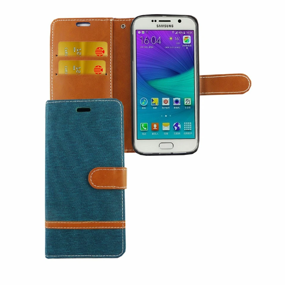 Phone Case for Samsung Galaxy S6 Edge Case Wallet Cover 360 Case Green - Image 1 of 3