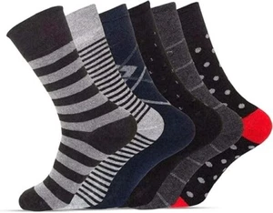 Men's Extra Wide Fit Diabetic Loose Top Cotton Rich Designed Socks Pairs 6-11 UK - Picture 1 of 6