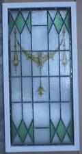 HAND PAINTED VICTORIAN ENGLISH LEADED STAINED GLASS WINDOW 21 3/4' x 43 1/2"