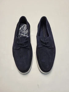$450 HARRYS OF LONDON Lace Up KUDU Suede Shoe Men's 9 Midnight Navy Blue Loafer - Picture 1 of 6
