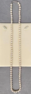 8,5-9 mm casi redondo blanco-crema Akoya perla largo collar de plata de ley, ... - Imagen 1 de 7