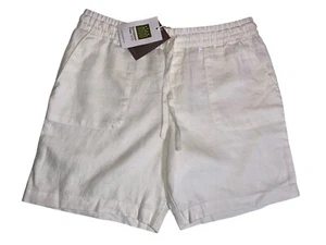 Garnet Hill Medium White European Flax Linen 7" Shorts Resort Cruise Beach NWT - Picture 1 of 19