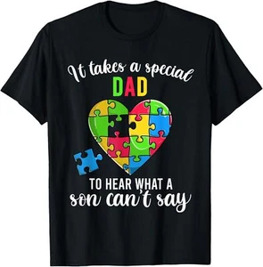 Fun Heart Puzzle Shirts, Dad Autism Awareness Family Support T-Shirt Hoodie - Picture 1 of 18