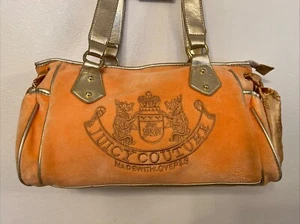 Raro Juicy Couture Y2K Terciopelo Naranja Dorado Scottie Dogs Elegante Cartera Bolso de Mano Bolso - Imagen 1 de 20