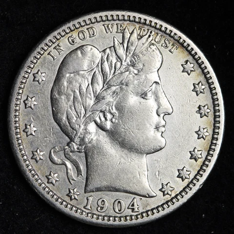 1904 Barber Silver Quarter CHOICE AU E253 XFS Cover