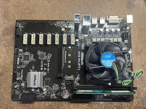 Asrock H110 Pro BTC+ LGA 1151 Motherboard w G3900 CPU 4GB Ram *NO I/O Shield* - Picture 1 of 2