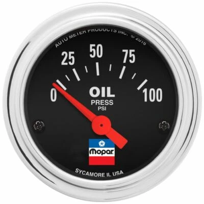 AutoMeter Gauge Oil Press 2-1/16" 0-100 Psi Elec Mopar Classic 880786 - Image 1 of 3