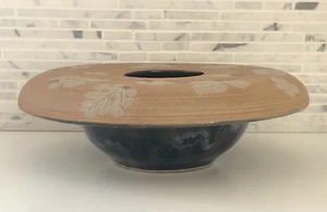 Vintage Studiokeramik Vase Ikebana signiert "SV" Blatt Design - Bild 1 von 12