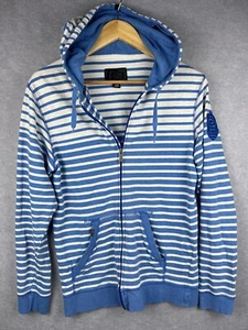 Womens Hoodie Rip Curl Embroidered Logo Blue White Stripes M Medium Vintage - Picture 1 of 12