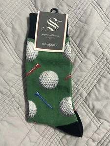 NWT Green Golf Theme Novelty Graphic COTTON crew Socks Men Shoe Size 7/12.5 - Picture 1 of 2