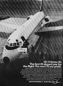 MCDONNELL DOUGLAS DC-9-30 PRIMO 25 PAX PAGARE PER VOLO 75 PROFITTO AIR WEST ANNUNCIO - Foto 1 di 1