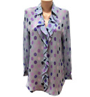 ST.EMILE size M / L 100% SILK shirt tunic top ruffle purple dotted