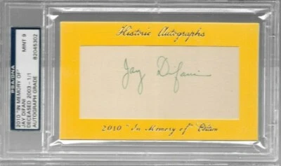 Jay Difani Senators Debut 1948 Autograph 2010 In Memory Of PSA 9 Mint 1 of 1 - Image 1 of 2
