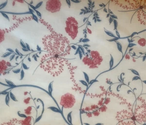 BTY Brunschwig & Fils Therese Chinoiserie 1973 70er blau rot creme Blumen Schleife - Bild 1 von 16