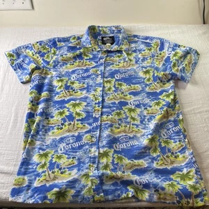 Corona Beer Tropical Hawaiian Aloha shirt Mens Size XL X-Large 100% Polyester - Picture 1 of 8