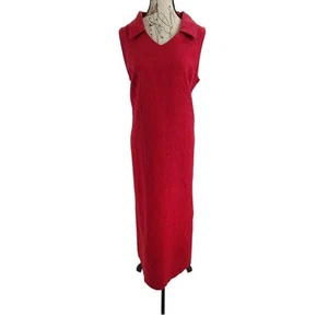 Studio Ease Vintage Linen womens shift dress maxi red Size 16 Resort wear beachy - Picture 1 of 8