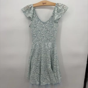 Disney Cinderella Womens Lace Dress Blue Floral Ruffle Cap Sleeve Tulle Small - Picture 1 of 8