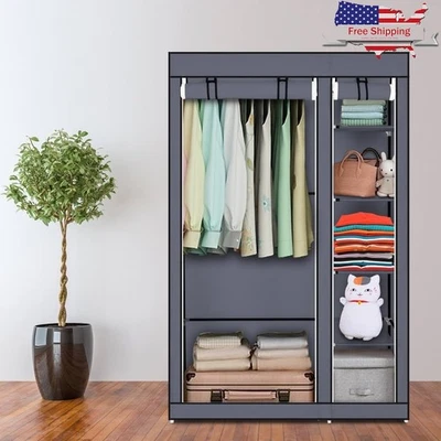 Organizador de almacenamiento de armario de ropa portátil 67 con cubierta y estantes a prueba de polvo nuevo Foto 1 de 4