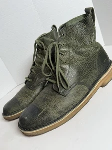 Clarks Originals Mens DESERT MALI BOOT Green Leather Lace Up Crepe Sole 10 RARE - Picture 1 of 18
