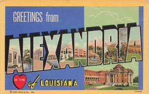 Postcard Large Letter Greetings from Alexandria Louisiana LA 1947 - Picture 1 of 2