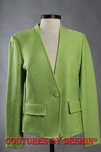 Chaqueta tejida cáñamo St John Knits verde lima talla 0 nueva con etiquetas $1495 - Imagen 1 de 3