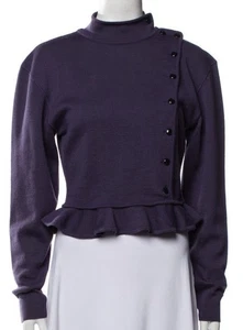 Ungaro Ter, lila, Vintage, Langarm mit Stehkragen, Knopfverschluss vorne, M - Bild 1 von 6