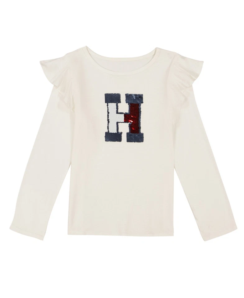Tommy Hilfiger Camiseta con Volantes Manga Larga Lentejuelas Niñas Pequeñas - Natural-4T Foto 1 de 1
