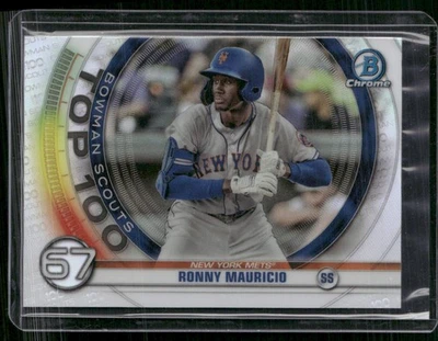 2020 Bowman #BTP-67 Ronny Mauricio Chrome Bowman Scouts Top 100 - Image 1 of 2