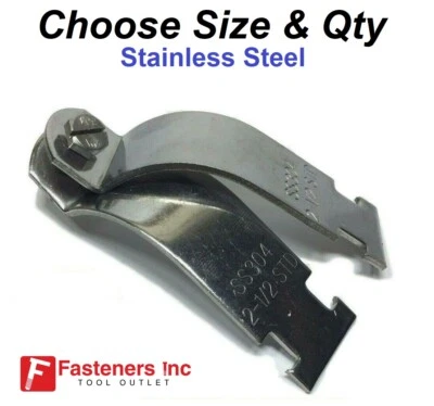 Stainless Steel 304 Strut Rigid Pipe Clamp for Unistrut Channel - Choose Size - Image 1 of 4