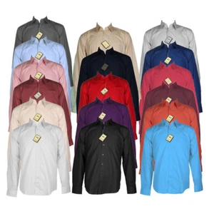 Men's Dress Shirt Long Sleeve Classic Fit Front Pocket Button Up Dress Shirt - Picture 1 of 130